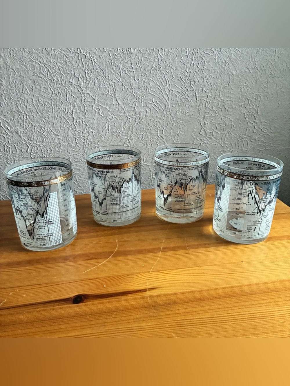 Rare Cera Neiman-Marcus 10 year Dow-Jones Industrial Glasses 1966-1976 - Picture 2 of 8